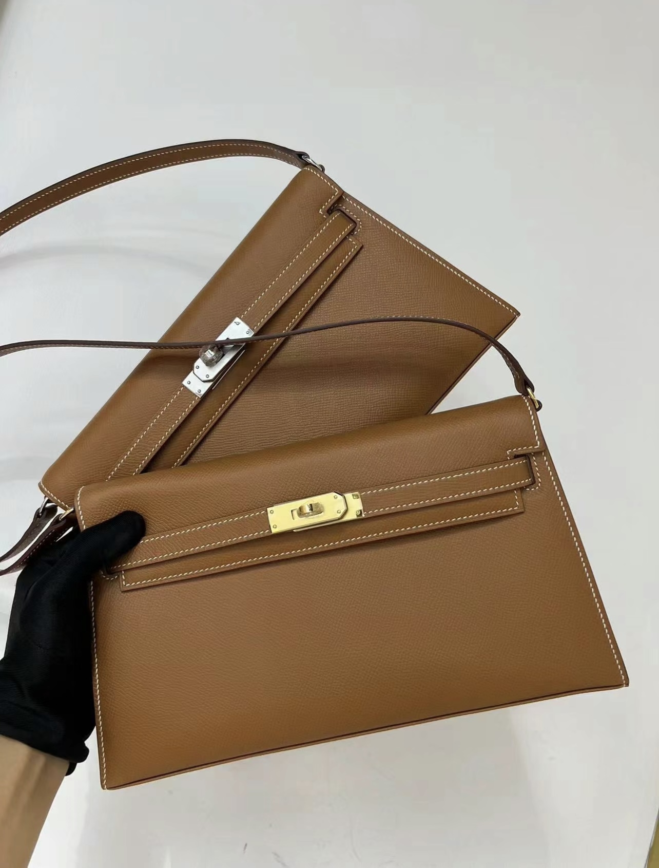 Hermes Kelly Elan Shoulder Bag in Brown Epsom Leather 